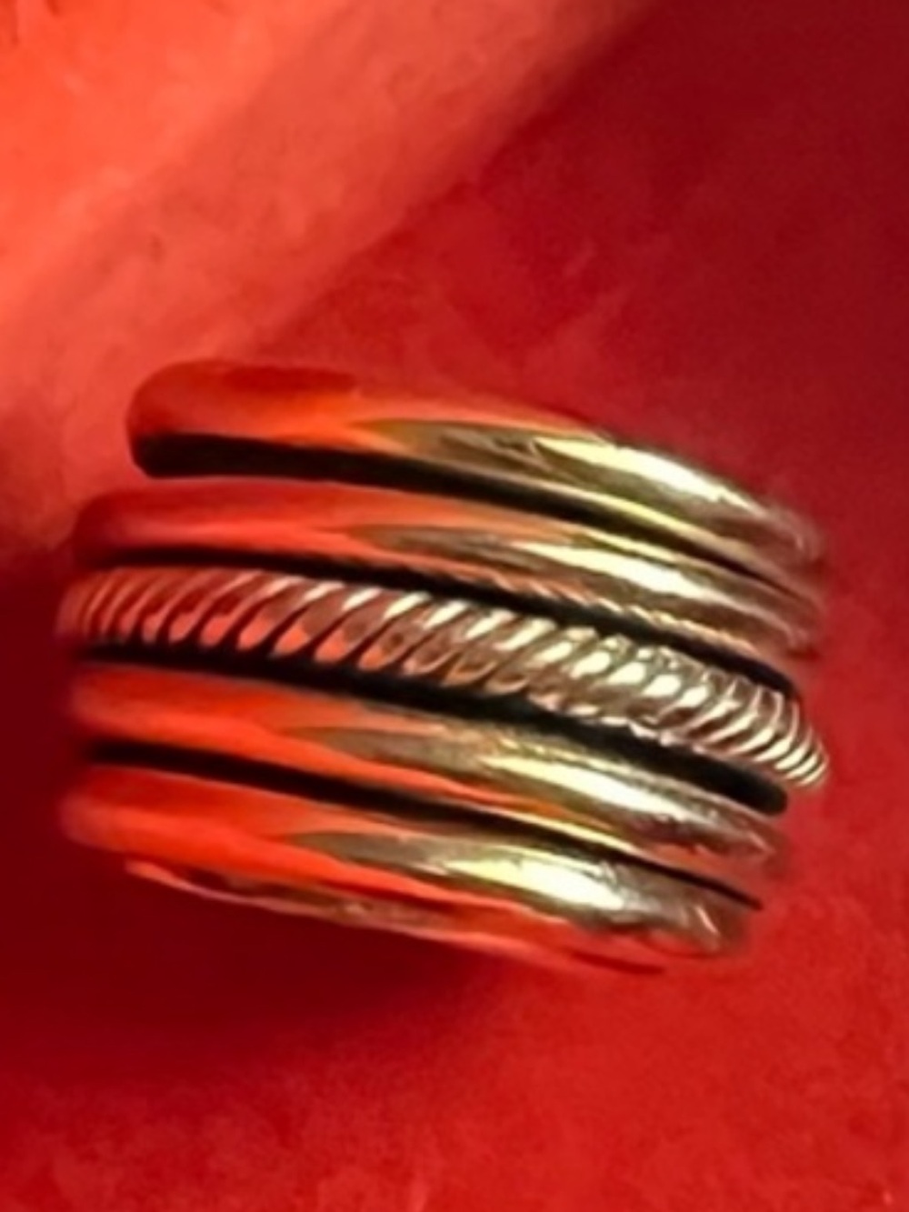 SOKO Gold Stacked Spiral Ring and Hoop Bracelet Set